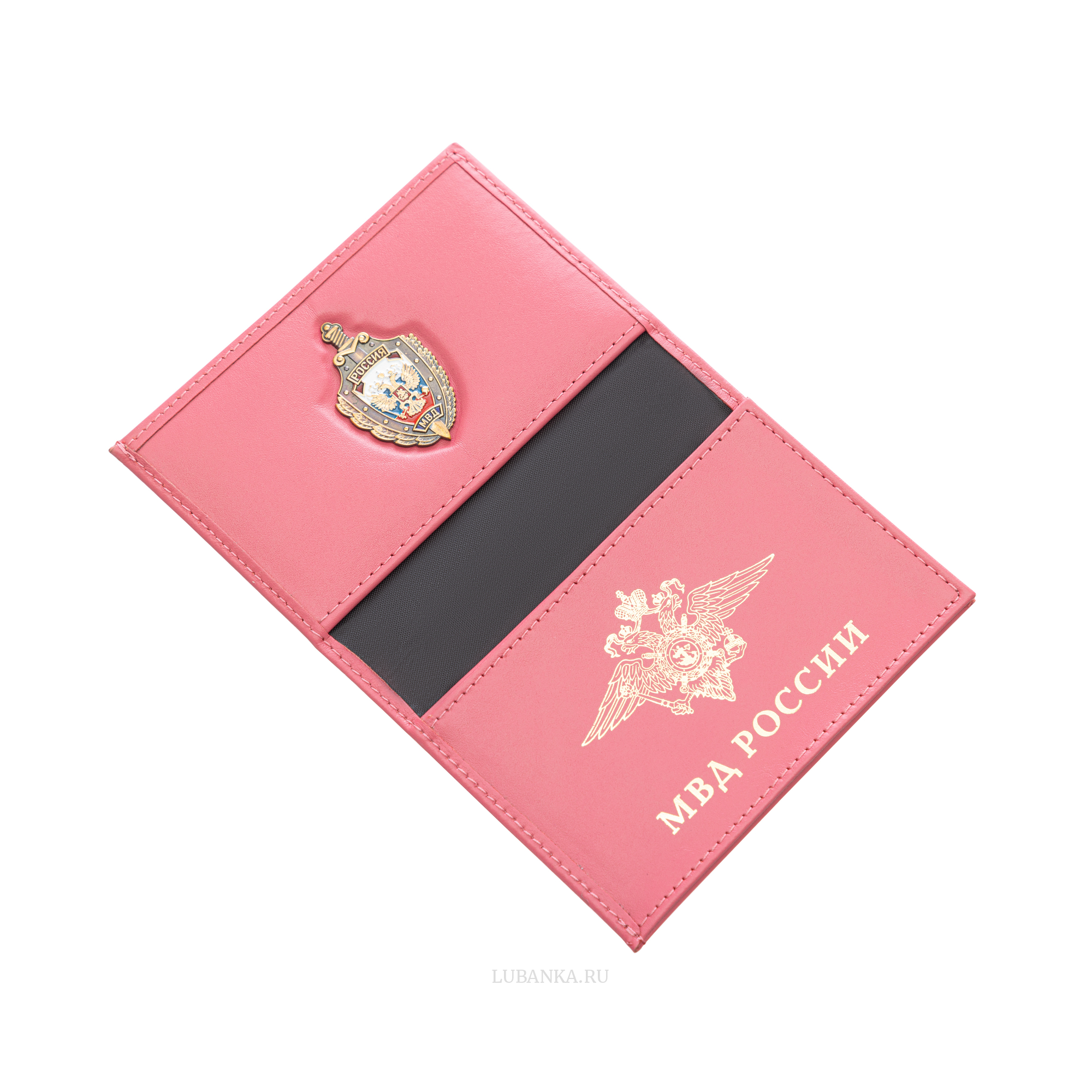 Обложка для автодокументов и удостоверения МВД с жетоном розовая