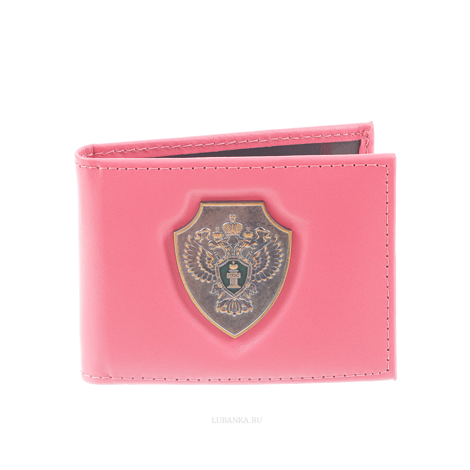 Обложка для удостоверения Прокуратура с жетоном узкая пухлая розовая