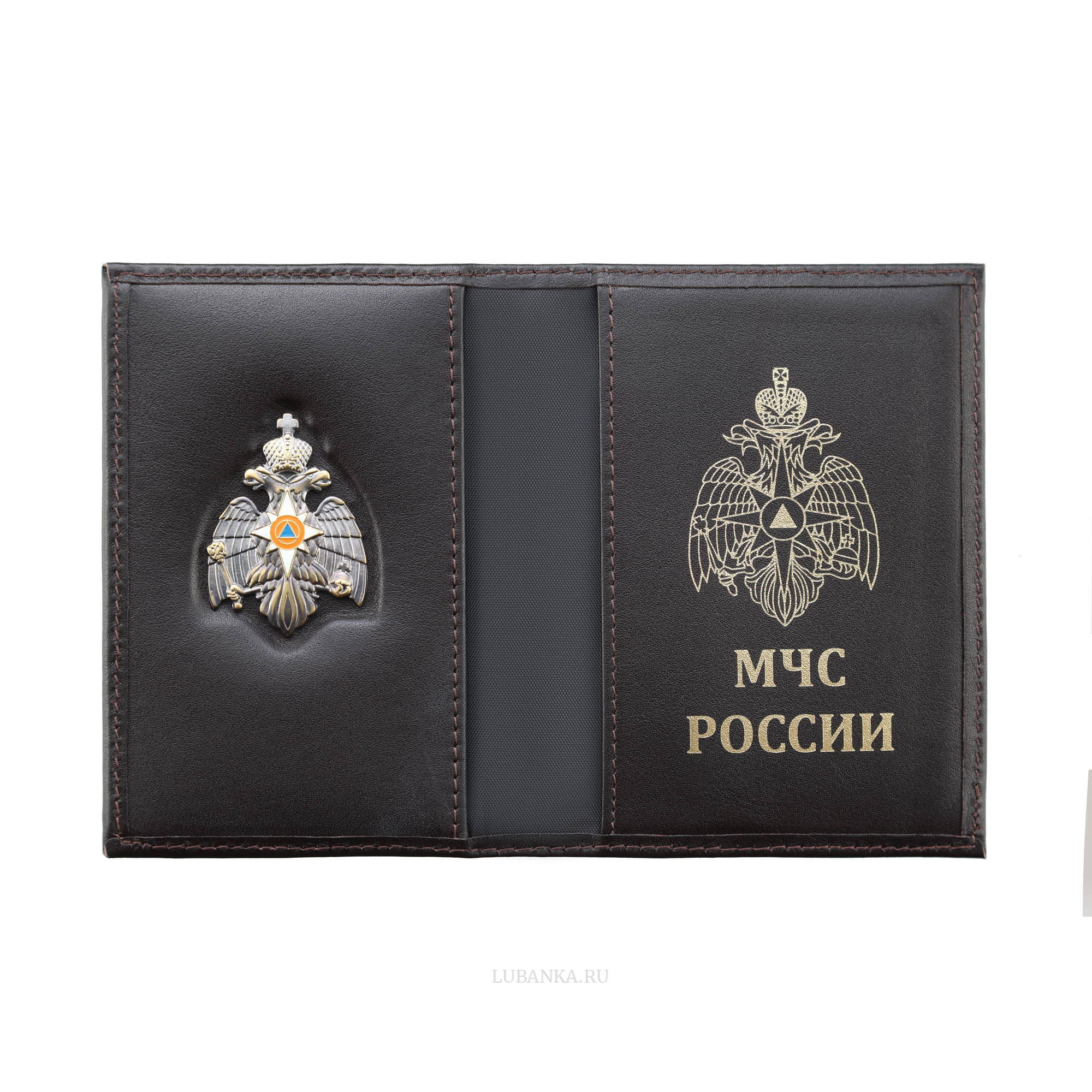 Обложка для автодокументов МЧС с жетоном коричневая