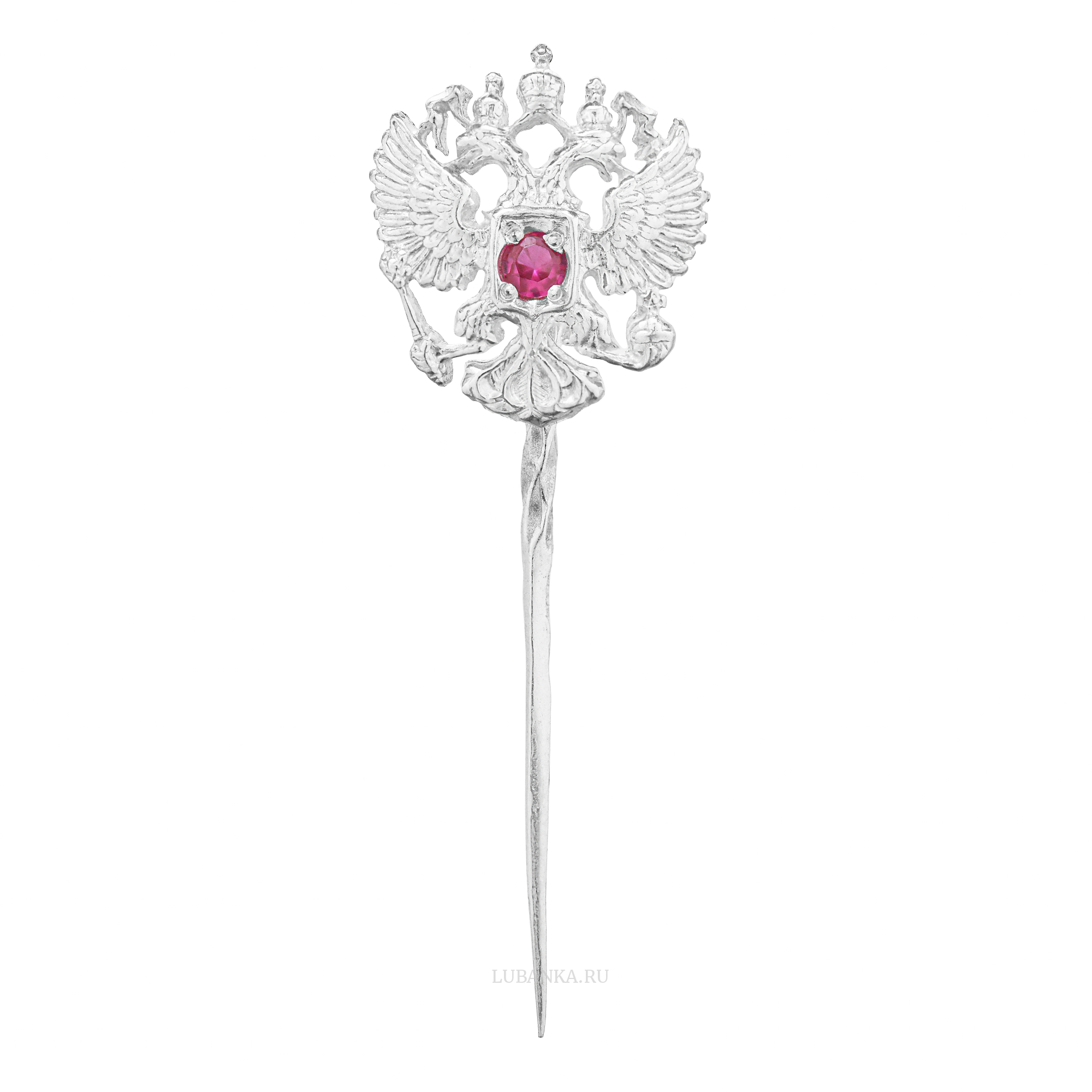 Заколка Герб России серебро