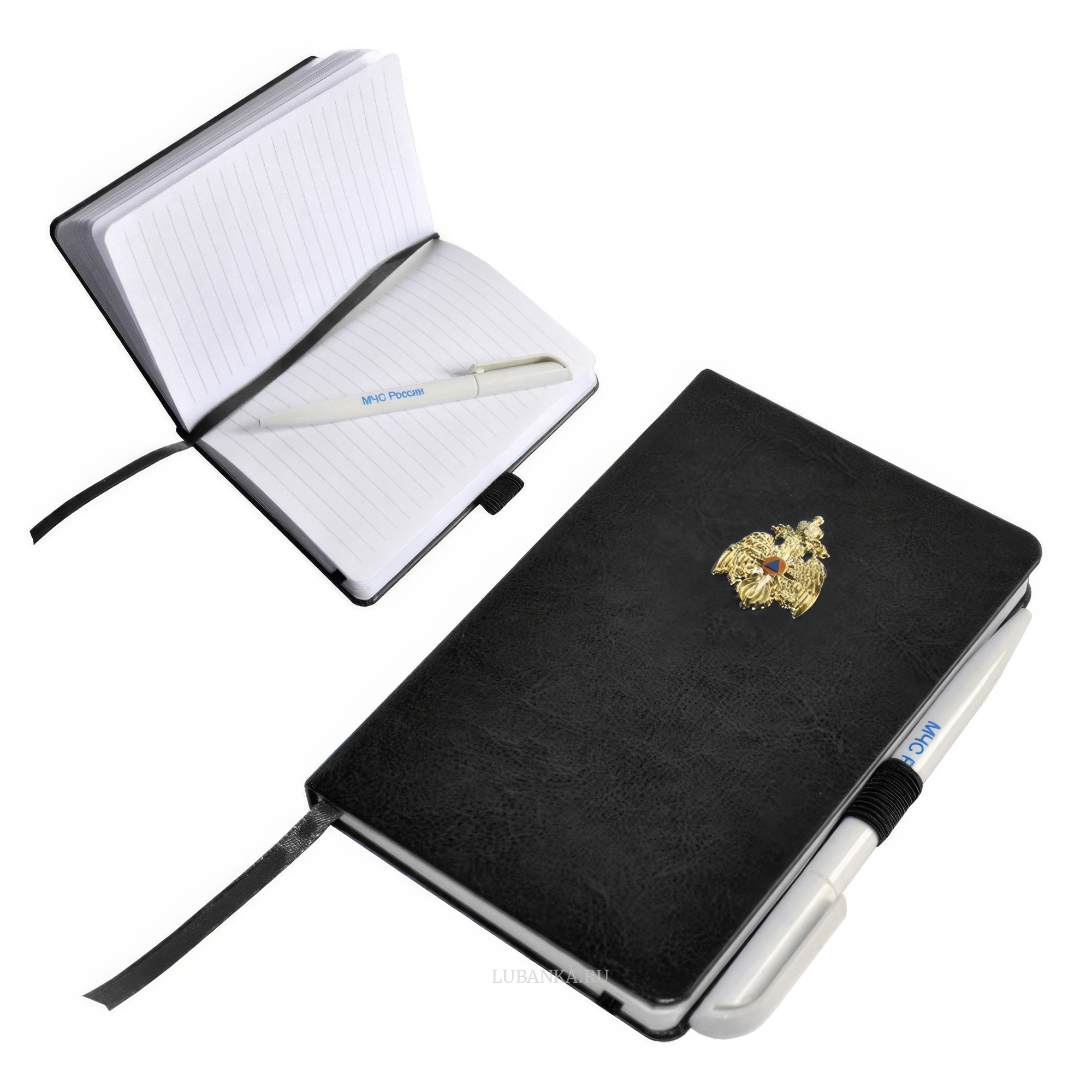 Блокнот с ручкой МЧС черный
