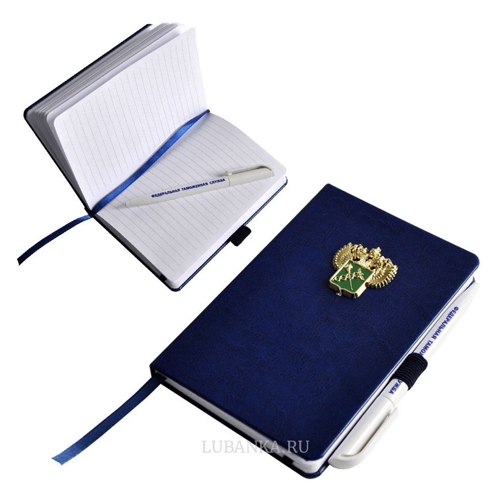 Блокнот с ручкой ФТС темно синий