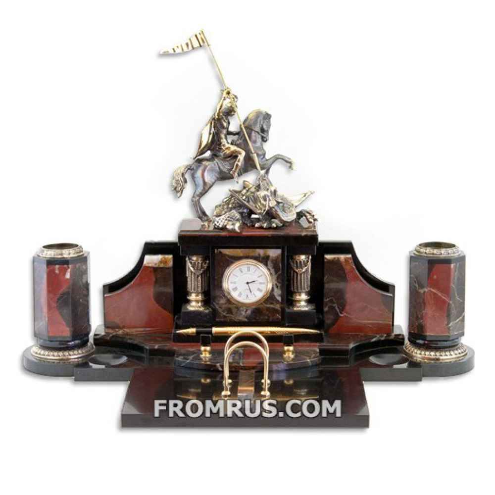 Настольный набор для руководителя «Георгий Победоносец» из камня