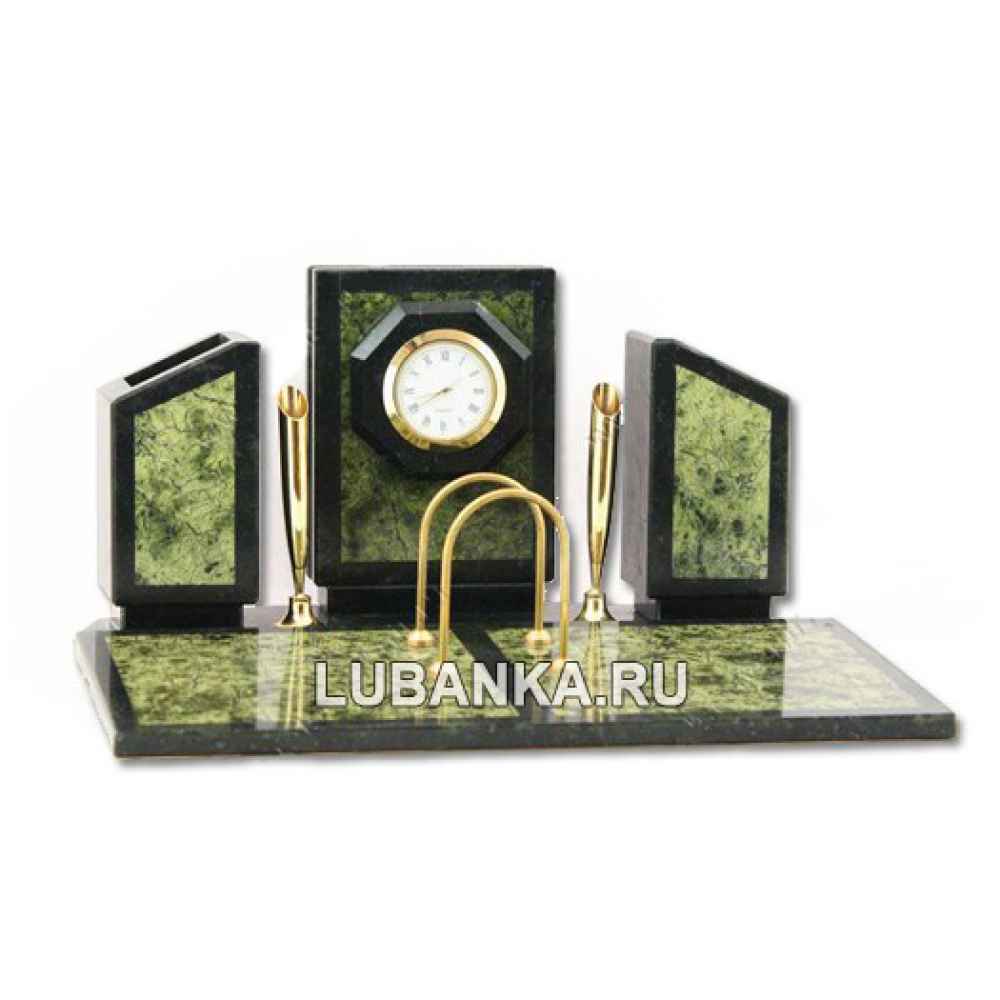 Настольный набор для руководителя «Часы» из камня