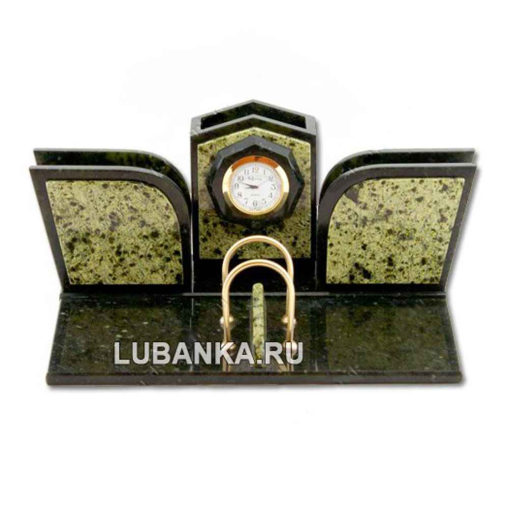 Настольный набор для руководителя «Часы» из камня